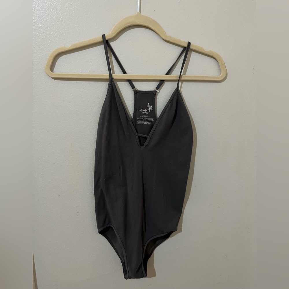 Free people grey v neck bodysuit